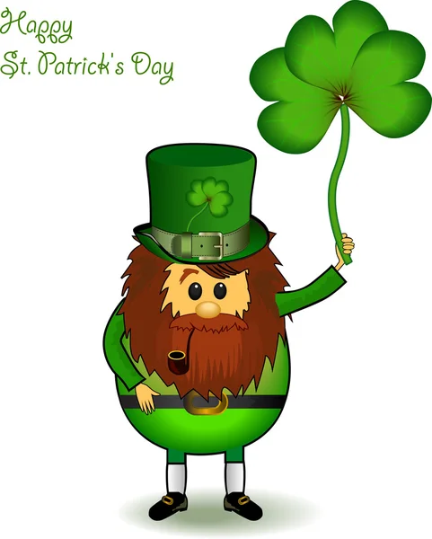 St. Patrick's Day, leprechaun, clover — Stock Vector