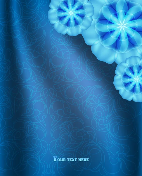 Blue background with ornament, imitation silk with pleats — Stockvector