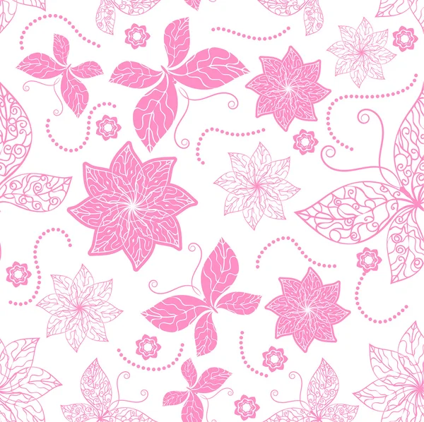 Seamless pattern with flowers and butterflies — Stock Vector