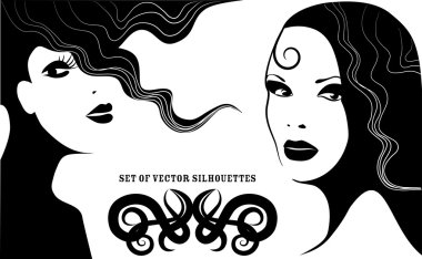 kadın siluetleri vektör kümesi