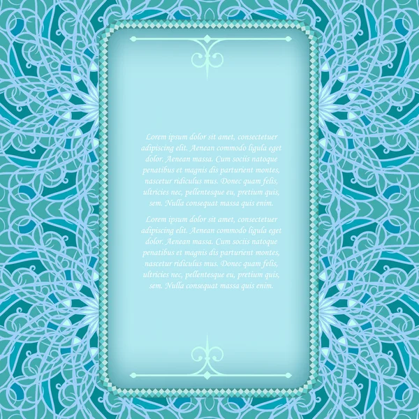 Marco azul con patrón floral de lujo — Archivo Imágenes Vectoriales