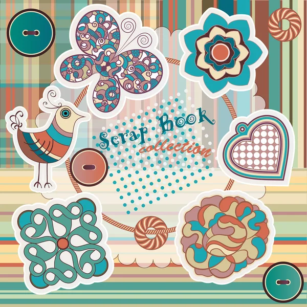 Schattig elementen voor scrapbookingateliers — Stockvector