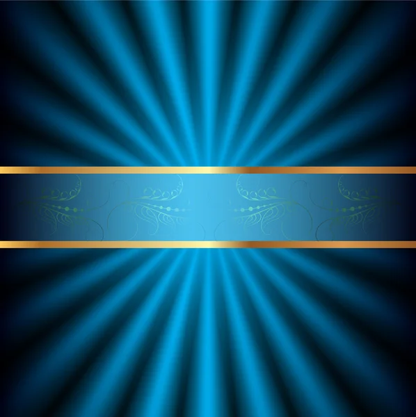 Fundo azul com raios radiantes de luz, um flash — Vetor de Stock