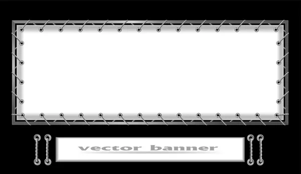 White banner strung on a metal frame — Stock Vector