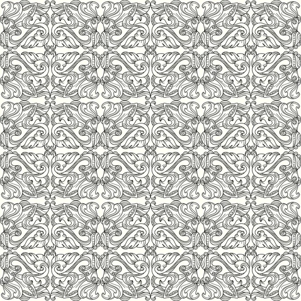 Modèle de contour noir et blanc sans couture — Image vectorielle