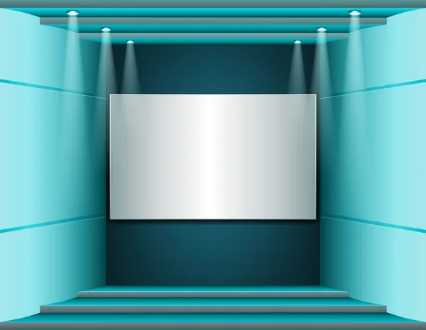 Interior with a white screen — Stock Vector
