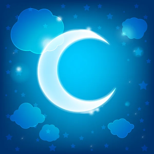 雲とかわいい子供の壁紙,星と月 — ストックベクタ