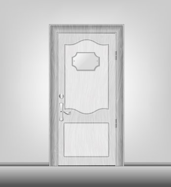 Cephe Beyaz ahşap kapı kapandı