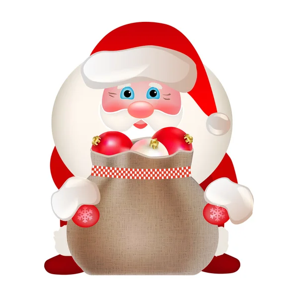 Noel Baba hediye izole beyaz zemin üzerinde bir çanta — Stok Vektör