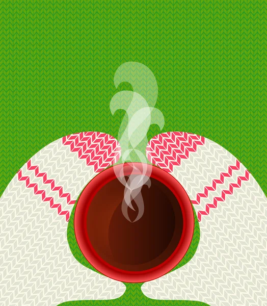 Hands in mittens holding a cup of hot tea — Stock Illustration Hands in mittens holding a cup of hot tea Stock Illustration