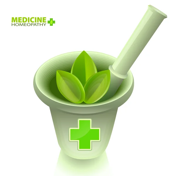 Medical mortar with pestle — Stock Vector