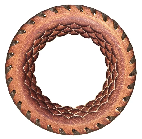 Round leather frame — Stock Photo, Image