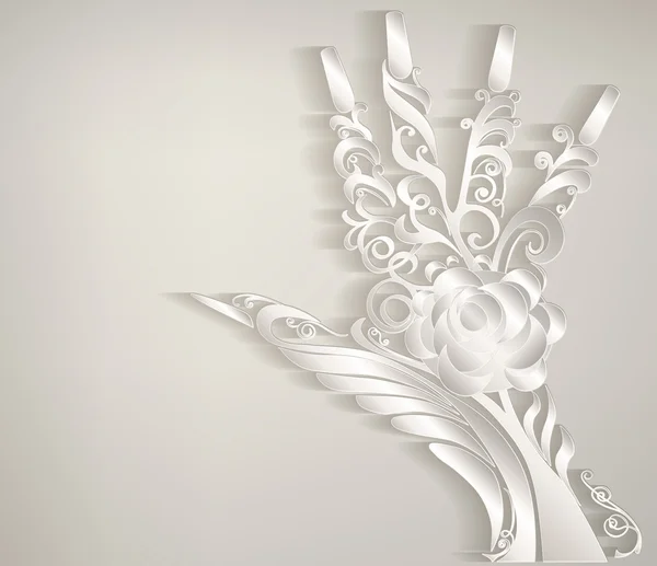 stilize palm. el oyma beyaz desenli kağıt.