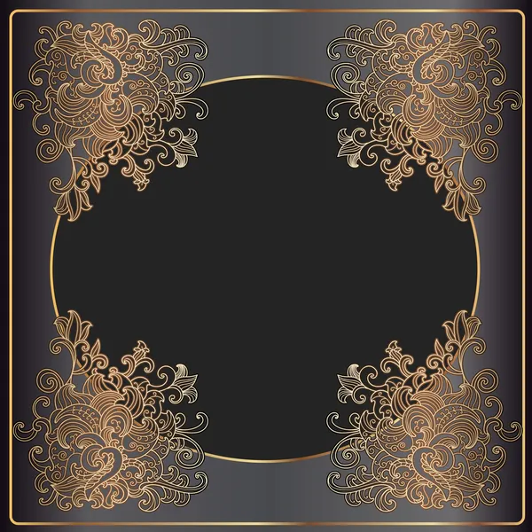 Marco de oro de lujo sobre fondo negro — Vector de stock
