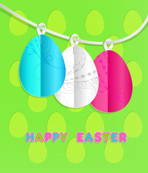 Huevos de papel de colores. Tarjeta de Pascua — Vector de stock