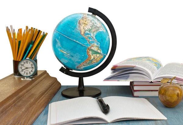 School supplies and globe — Stock Photo, Image