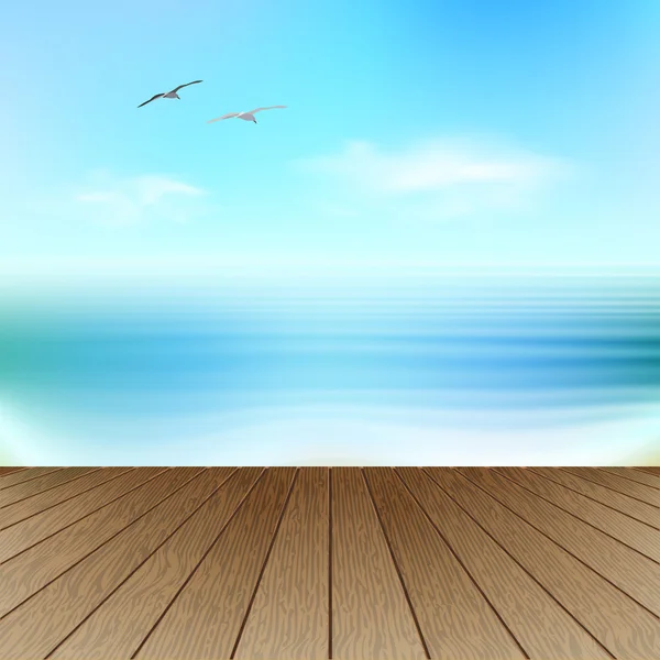 Морской пейзаж с чайками — стоковый вектор