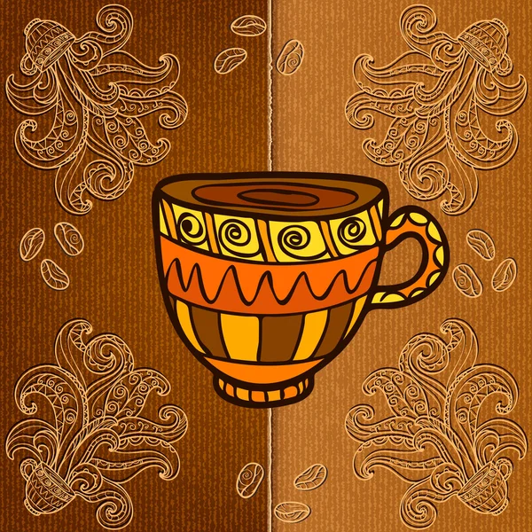 Чашка кофе с этническим орнаментом — стоковый вектор