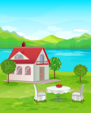 nehir evi Dağ Manzaralı.