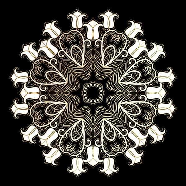 Круглый орнамент с тюльпанами. декоративный элемент — стоковый вектор