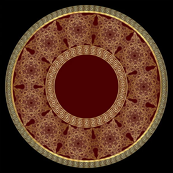Круглый золотой орнамент с греческим меандром — стоковый вектор