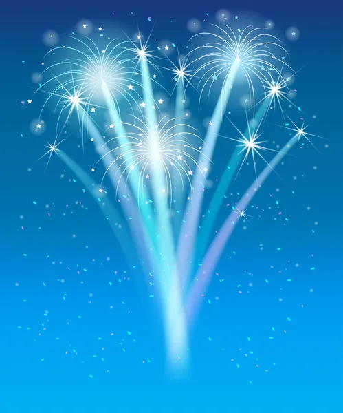 Fireworks in the blue sky — Stock Vector