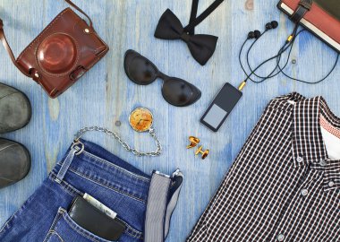 Set of men's clothing and accessories clipart