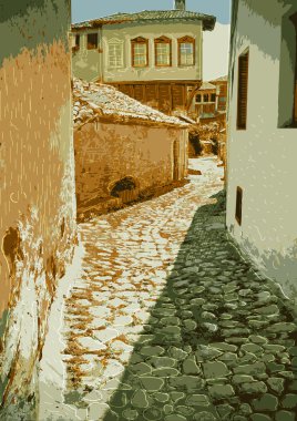 pahalı kaldırım taşları ile eski sokak