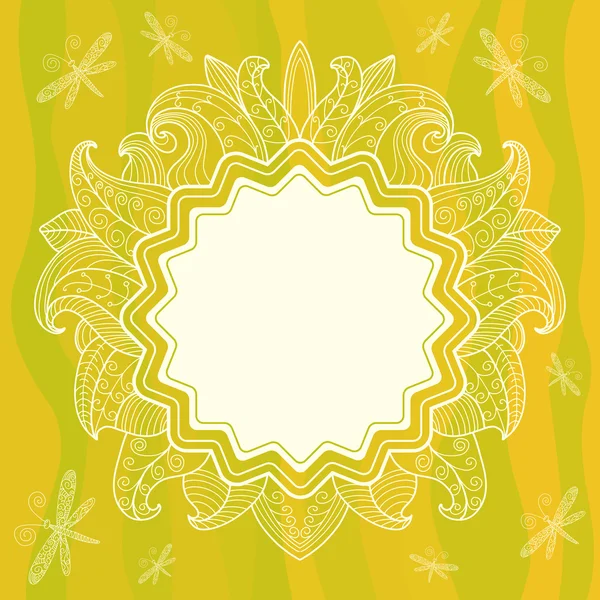 Marco de verano con flores y hojas — Vector de stock