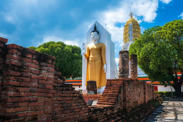 Παλιό Άγαλμα Του Βούδα Στο Wat Phra Rattana Mahathat Επίσης — Φωτογραφία Αρχείου