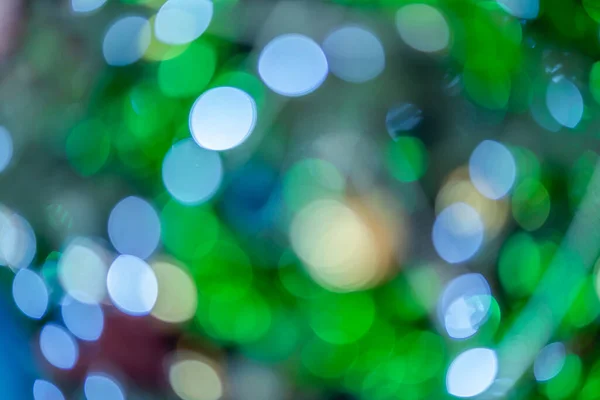 Mutlu Noel Ler Aydınlık Dairesel Bokeh Ler Noel Arkaplanındaki Yeşil — Stok fotoğraf