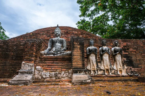 Αρχαία Φιγούρες Buddha Στο Sri Sukhot Ναός Είναι Ένα Αρχαίο — Φωτογραφία Αρχείου