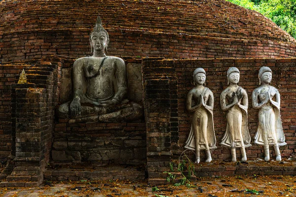 Αρχαία Φιγούρες Buddha Στο Sri Sukhot Ναός Είναι Ένα Αρχαίο — Φωτογραφία Αρχείου