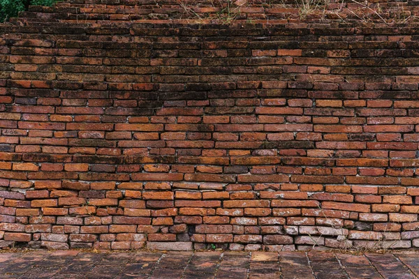 Old Abstrakt Tegelvägg Stor Orange Tegelvägg Bakgrund Textur Antika Buddisttempel — Stockfoto