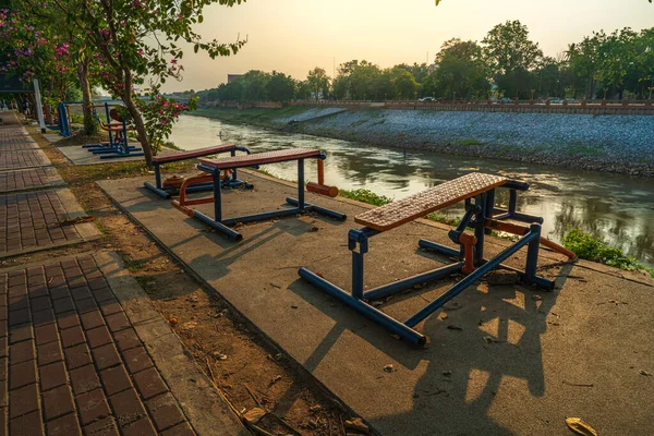 Exercise Area Exercise Machine Nan River Public Outdoor Park Relaxing — Stock Photo, Image