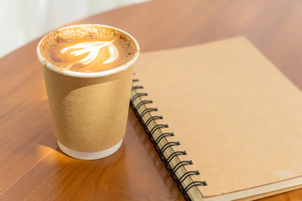 Café Chaud Latte Avec Latte Art Mousse Lait Dans Une — Photo
