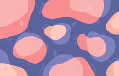 Soyut serbest şekil karalamaları çizgilerle dekoratif sanat eserleri tasarlıyor. Renkli tasarım şablonu arka planıyla örtüşüyor. Görüntü vektörü