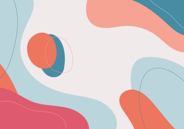 Soyut akışkan karalama şablonu tasarım. Renkli arka planda üst üste dizayn edilmiş sanat eserleri. Vektör