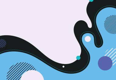 Geometrik dekorasyonlu soyut sıvı renkli organik şablon tasarımı. Şablon arkaplanı için üstüste dizayn ediliyor. Vektör