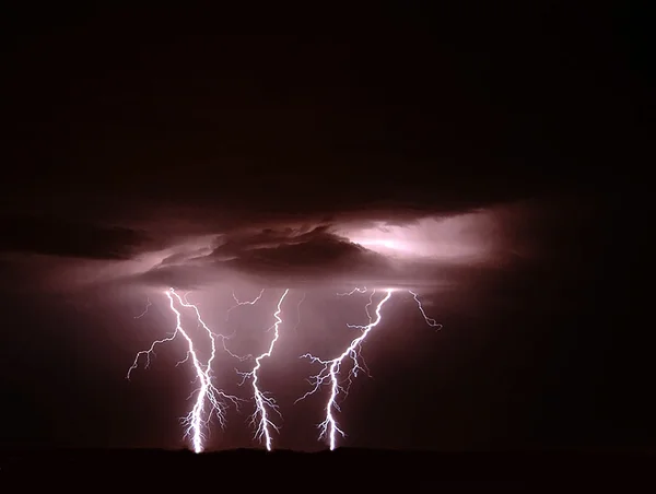 Triple Lightning Strike — Stock Photo, Image