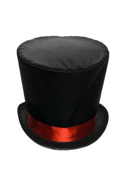 kırmızı kurdele ile siyah üst şapka