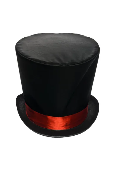 Black Top Hat with Red Ribbon — Stock Photo, Image