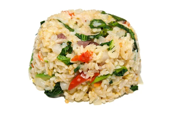 Pikantní smažená rýže s čínskými brokolice a vepřové — Stock fotografie