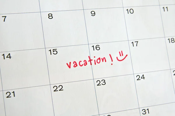 Vacaciones en el calendario — Foto de Stock