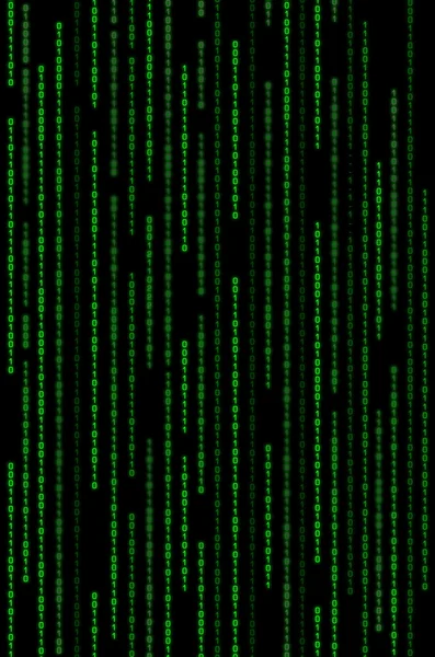 Vertikal grön binär kod matris bakgrund — Stockfoto