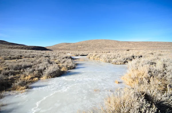 Hayalet kasaba buzlu kanal kuru çayır
