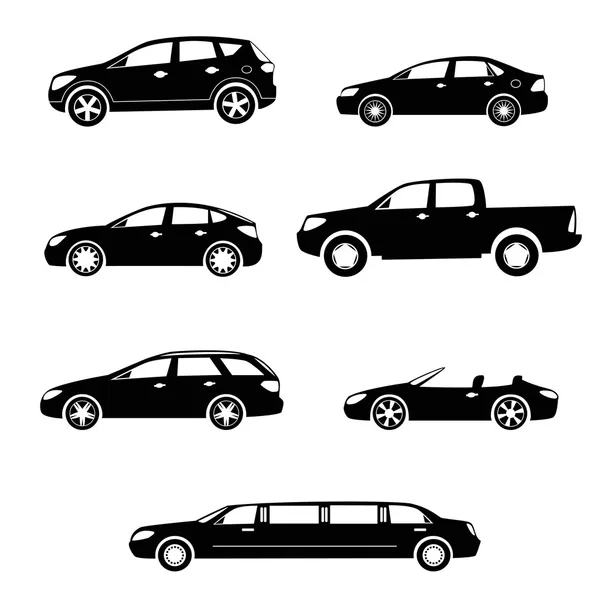 Cars silhouettes vector collection — Stock Vector