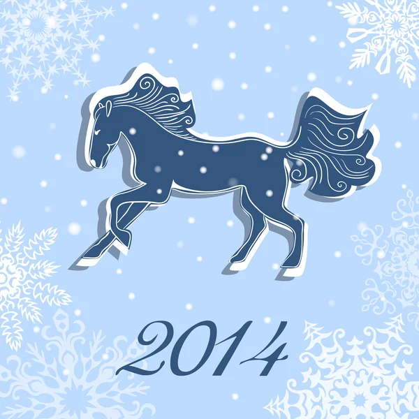 Noel ve yeni yıl vektör kartı bir atı ile — Stok Vektör
