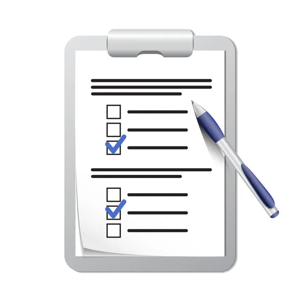 Clipboard with check list and pen Royalty Free Stock Vectors
