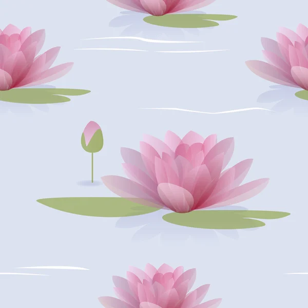 Бесшовный рисунок с водяными лилиями — стоковый вектор